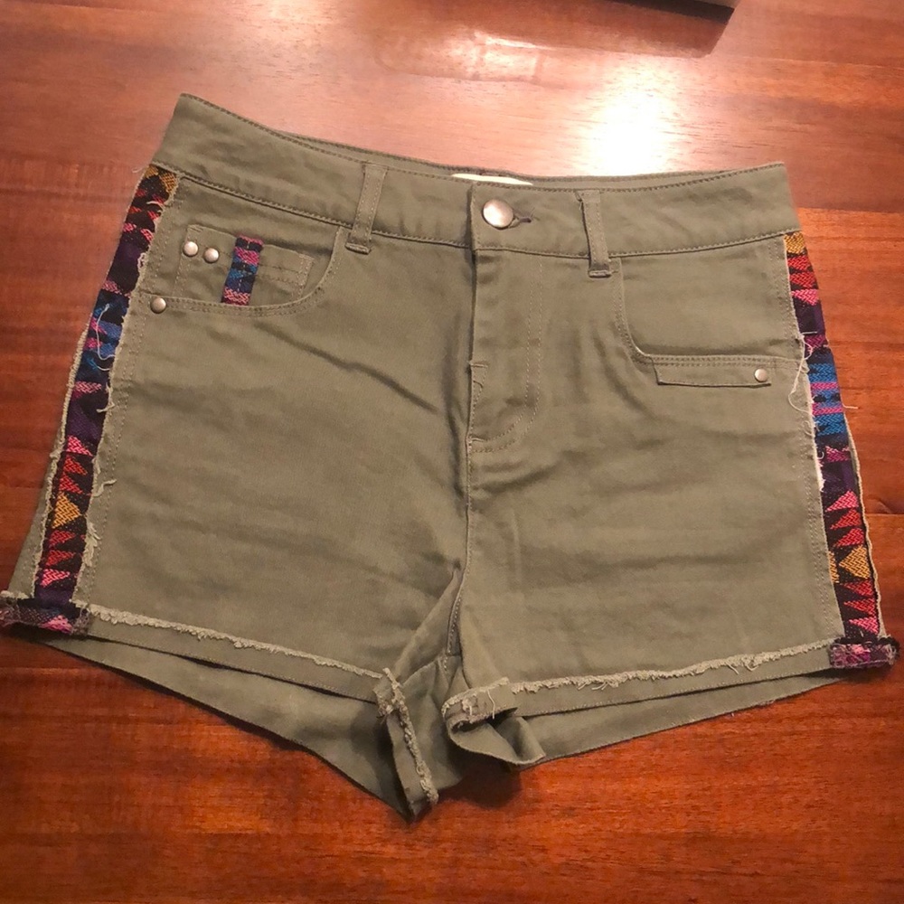 Olive/ Multi colored shorts